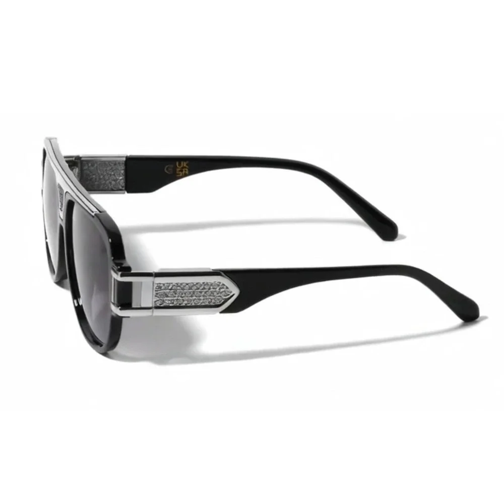 Mens Sunglasses bold modern classic silhouette Gold bar striking silver-tone New